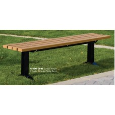 6 foot Recycled Cedar Bench Without Back 2x4 Planks Surface Mount