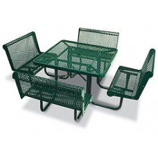 3 Seat 48 Inch Square ADA Table Green Recycled Plastic