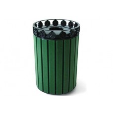 Charleston Recycled Receptacle Green w Flat Top Lid and Liner