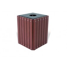 Two 20 GALLON RECYCLED BROWN TRASH RECEPTACLE with RECYCLING LID
