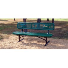 6 Foot BENCH with BACK INGROUND PERFORATED LASER CUT PAW PRINT BONES