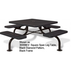 3 SEAT 46 inch SQUARE SPAN LEG TABLE DIAMOND SURFACE MOUNT