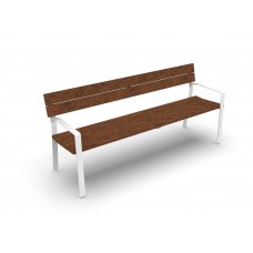 4 foot NEW HAVEN BENCH WITH BACK THERMALLY MODIFIED ASH PLANK PC FRAME