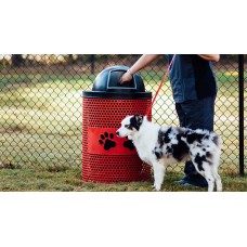 32 Gallon Perforated Trash Receptacle Paws Design