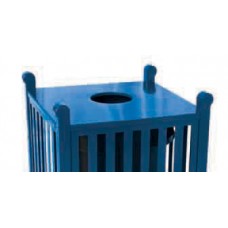 32 Gallon Savannah Slat Receptacle Flat Top Lid and Plastic Liner