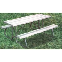 6CJCA 6 foot Aluminum Plank Picnic Table Powder Coated Frame