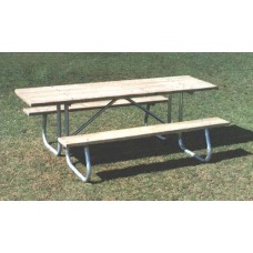 6CJGW 6 foot SYP Picnic Table Wood Plank Galvanized Frame