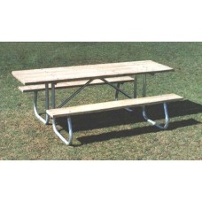 12CJGW 12 foot SYP Picnic Table Wood Plank Galvanized Frame