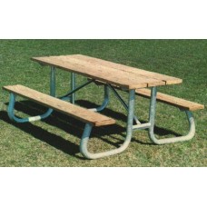 6J2CW 6 foot SYP Wood Plank Picnic Table Powder Coated Frame