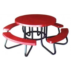 RTRCFADA Round 48 inch Picnic Table Fiberglass Top-Seat Powder ADA